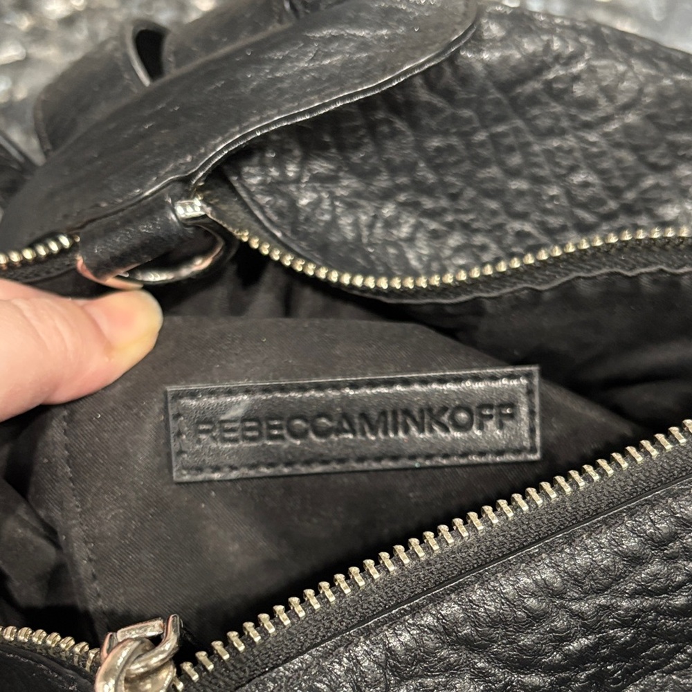 Rebecca Minkoff Julian Black Leather Backpack with Silver Accents - Picture 6 of 9